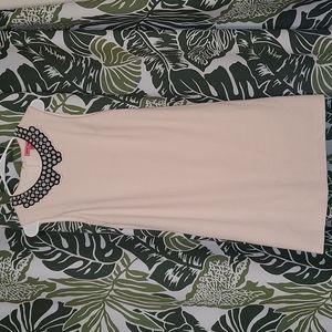Pre-owned Betsey Johnson Women's Pearl Collar Scuba Crepe Dress, Almond Size 8